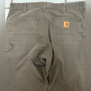 Carhartt Work Pants Dungaree Fit 33x30 Brown Canvas Utility USA Workwear
